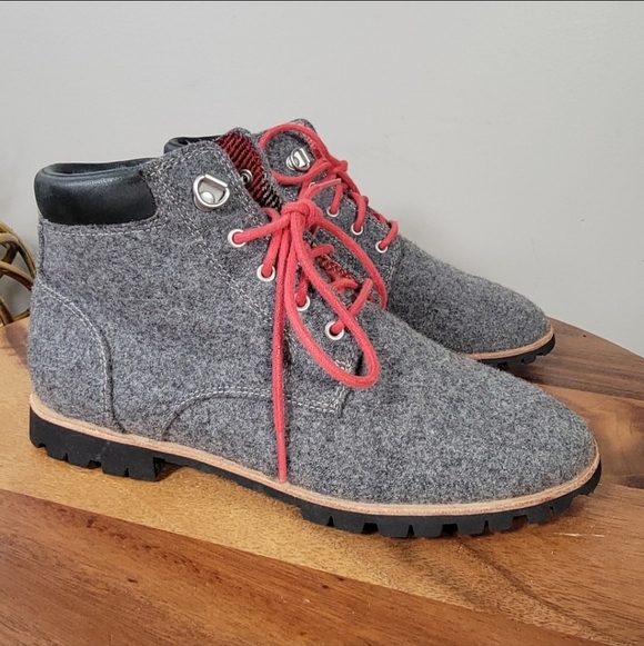 Woolrich Gray Wool Ankle Boots with Red Laces Women's Size 6 Retro Vibes Hiking - Picture 3 of 15